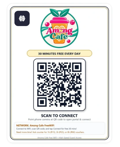 AMZNG Café Free 30-Minute Wi-Fi Standee
